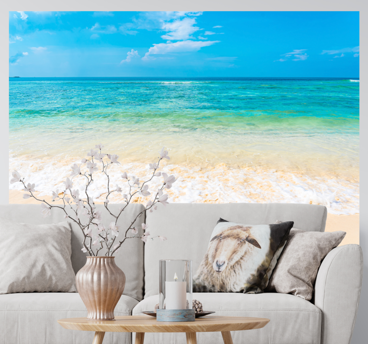 Clear ocean waves under the sea mural - TenStickers