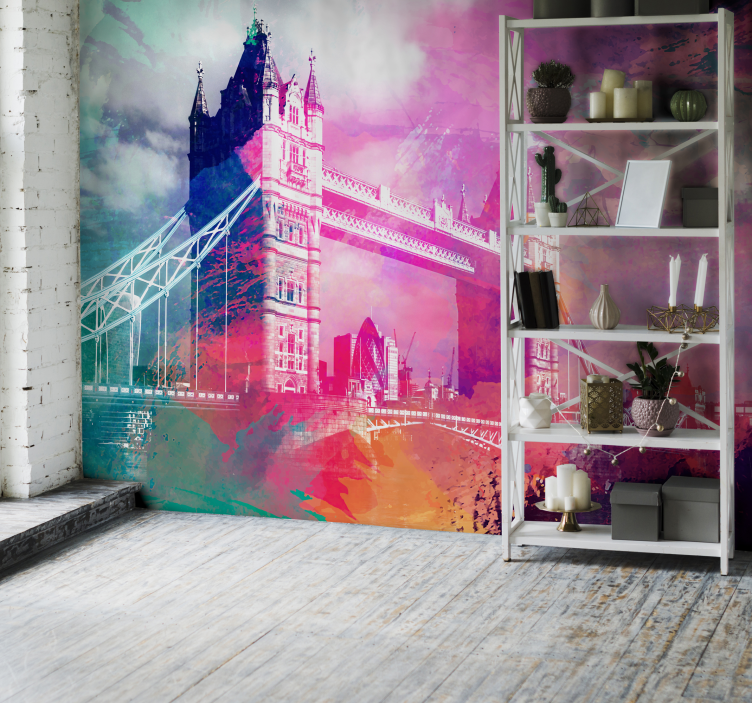 Colorful Bridge Silhouette wall mural london - TenStickers