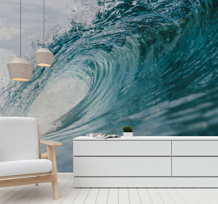 Dynamic Ocean Wave under the sea wall mural - TenStickers