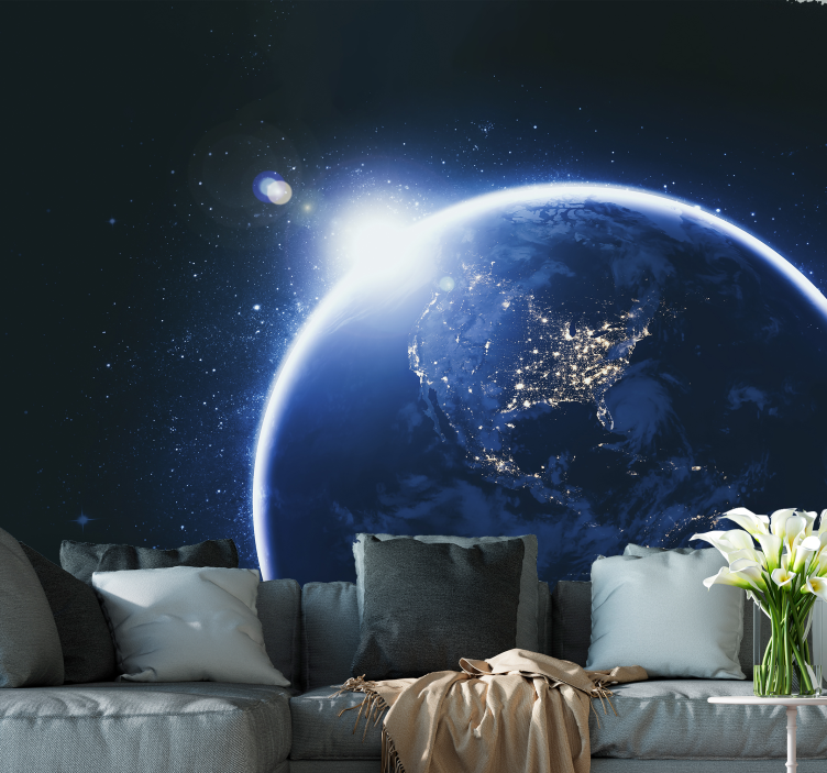 Earth Illuminated Sphere space wall mural - TenStickers