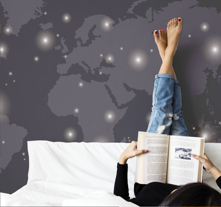 Europe at night world map mural - TenStickers