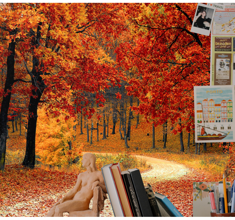 Fall Woodland Trail wall mural nature - TenStickers
