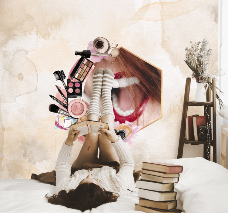 Fashionable Beauty Essentials quote wall mural - TenStickers