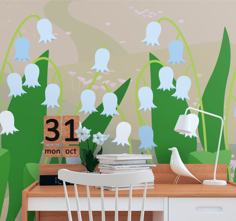 Flower wall mural delicate floral blossoms - TenStickers