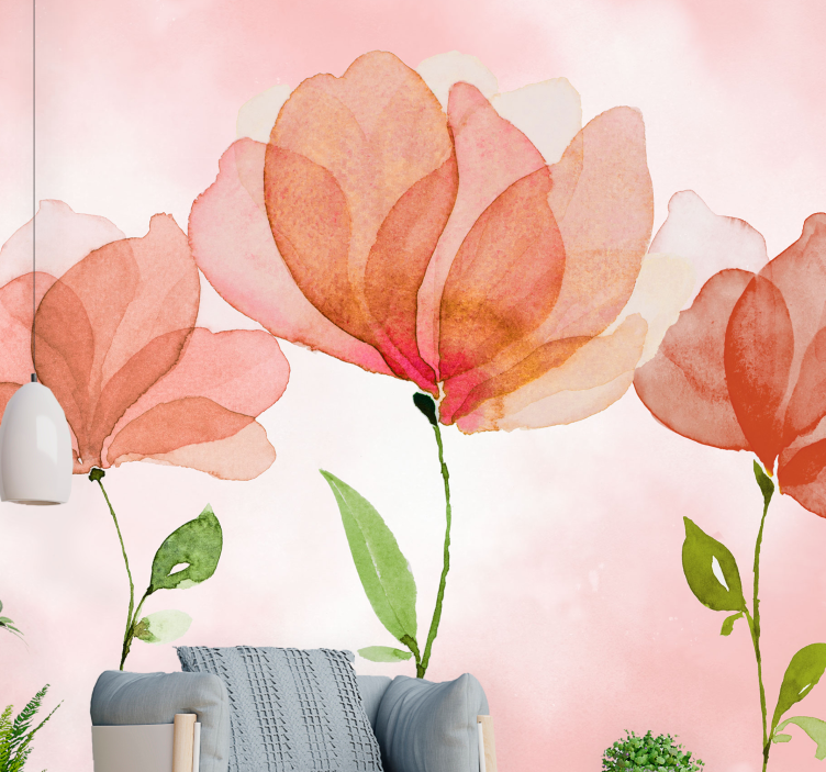 Flower wall mural elegant floral blossoms - TenStickers