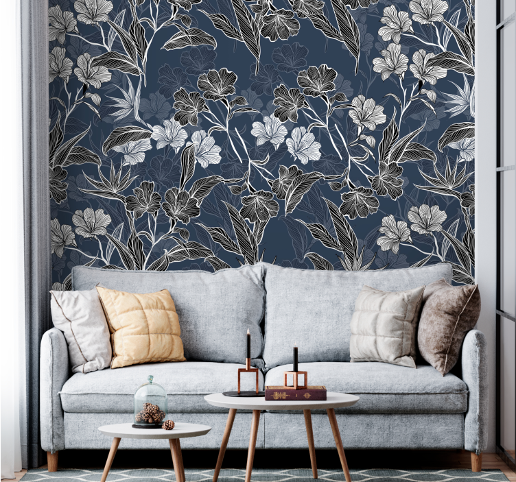 Flower wall mural with elegant floral design - TenStickers