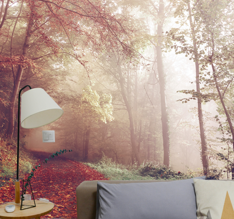 Forest wall mural autumn trail landscape - TenStickers