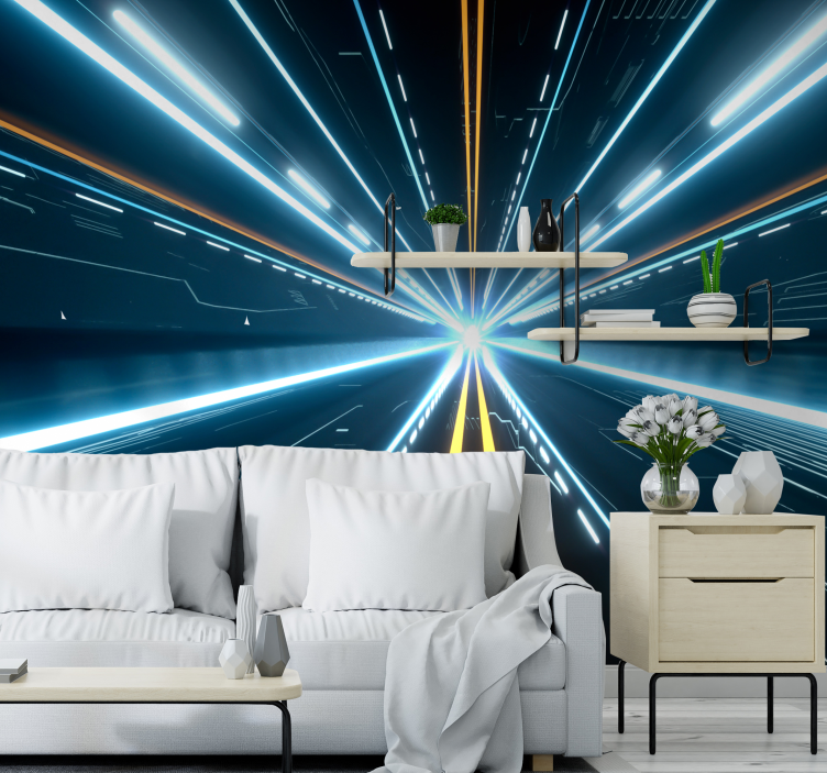Futuristic Hallway 3D Wall Mural - TenStickers