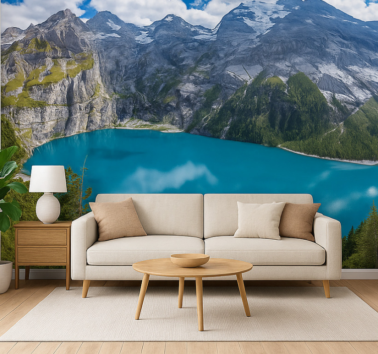 Golden Sunset Mountains wall mural mountain - TenStickers