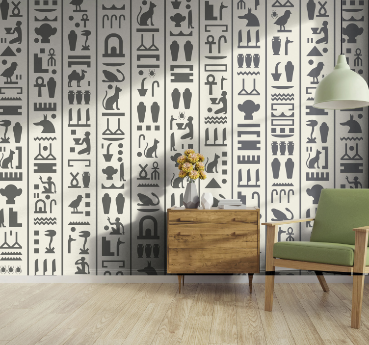 Hieroglyphs  living room wall mural - TenStickers