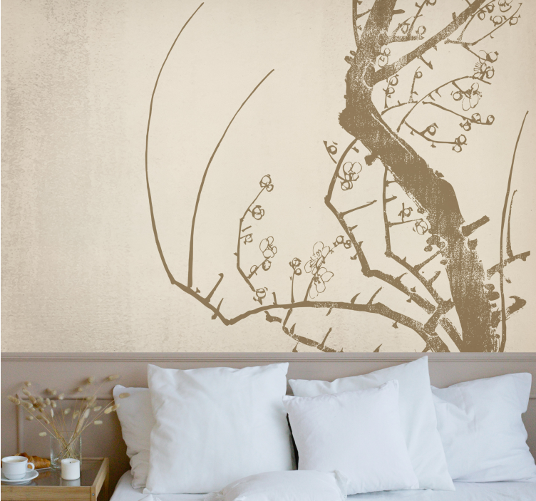 "Japandi" style tree modern wall mural - TenStickers