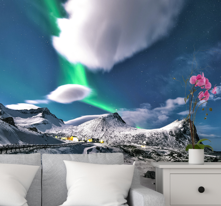 Landscape wall mural aurora borealis view - TenStickers