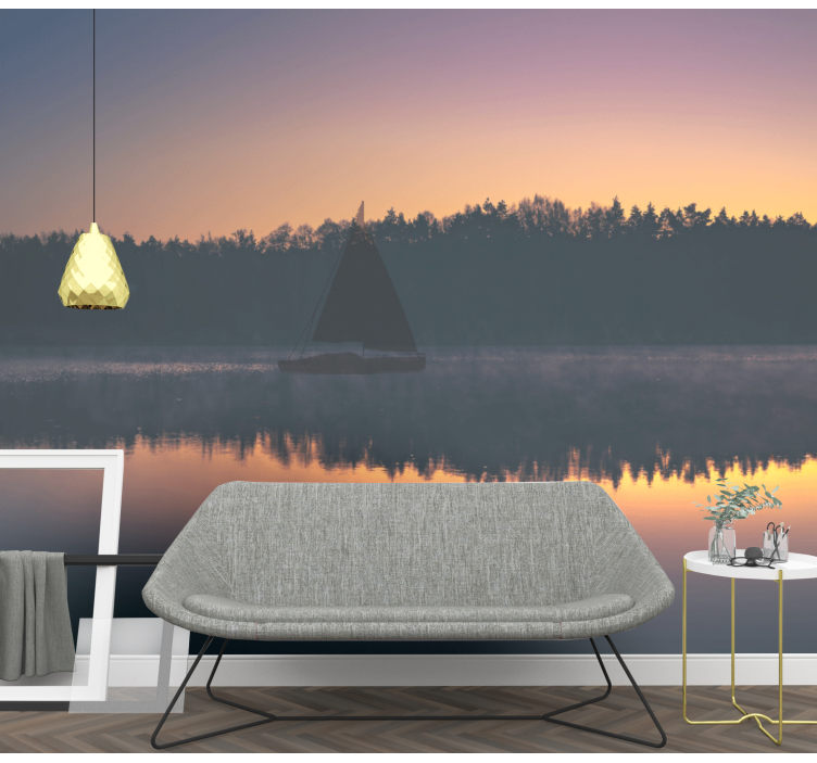 Landscape wall mural calm water reflection - TenStickers