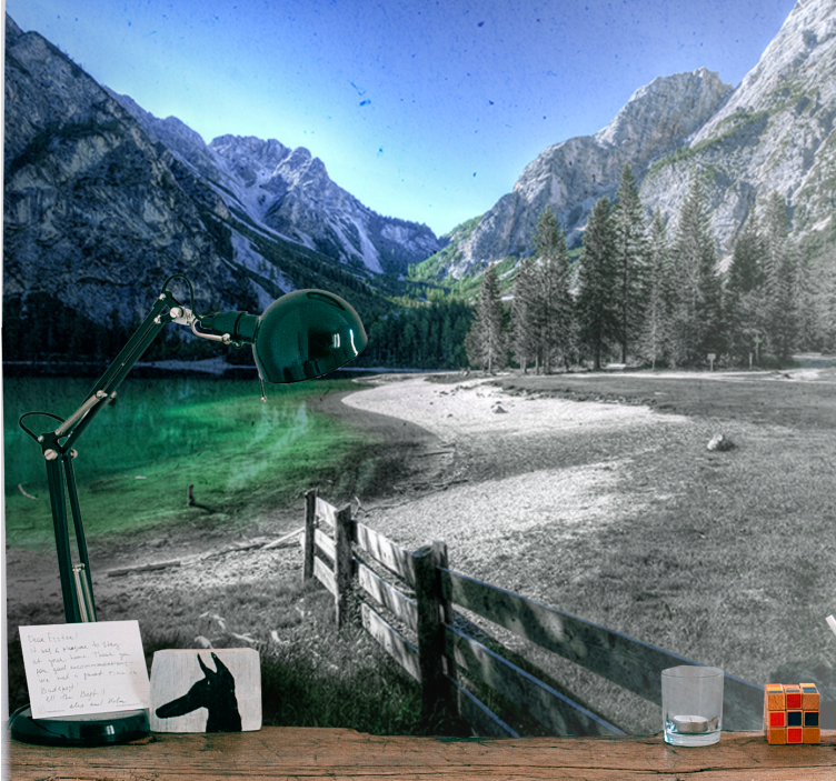 Landscape wall mural mountainous lake tranquility - TenStickers