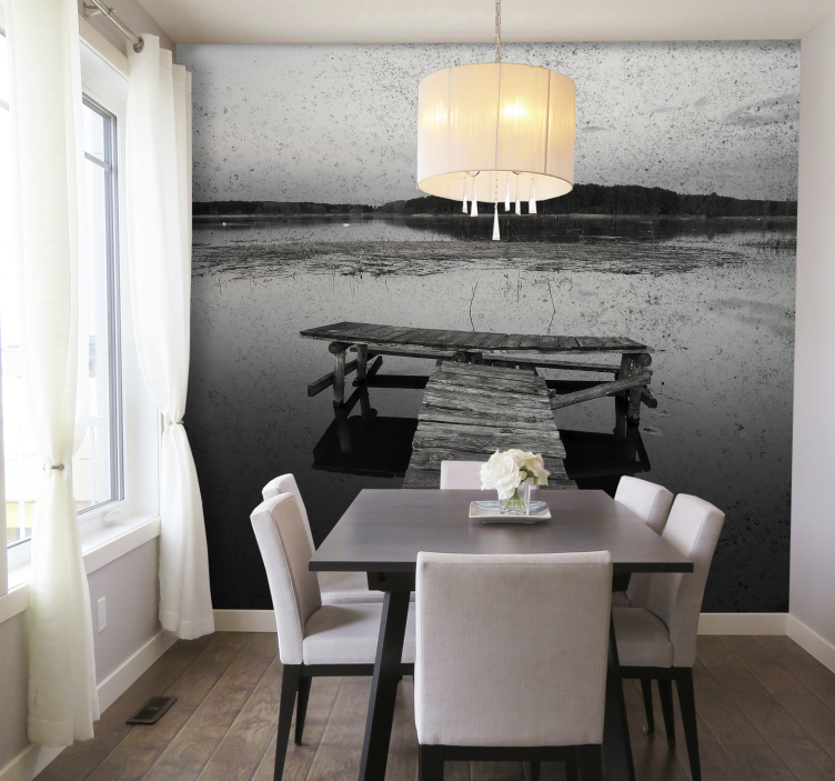 Landscape wall mural scenic dock reflections - TenStickers