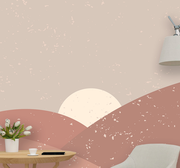 Landscape wall mural soft hills at sunset - TenStickers