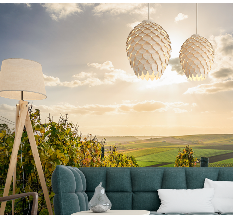 Landscape wall mural vineyard sunset view - TenStickers