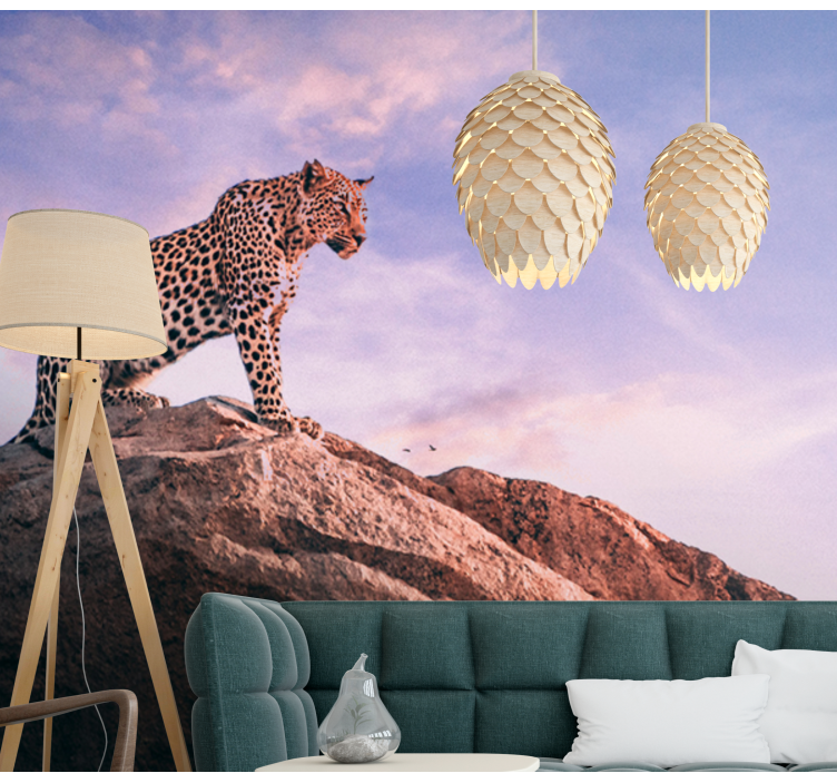 Leopard on Rock animals wall mural - TenStickers