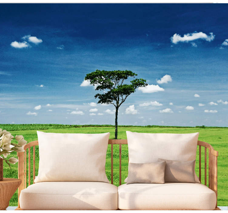 Lone Green Tree wall mural nature - TenStickers