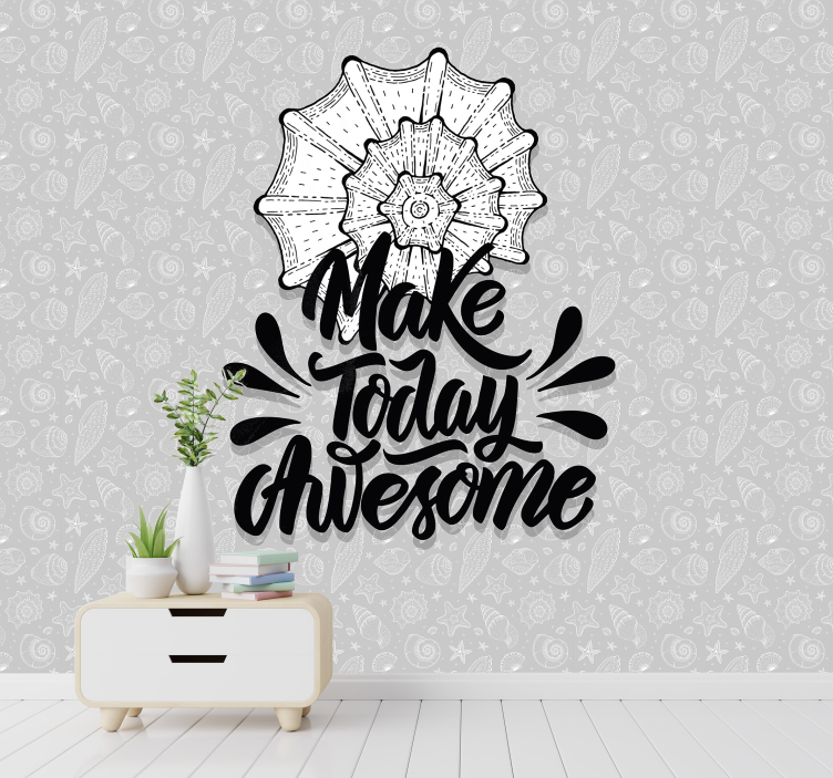 Marine life and seashells phrase wall mural - TenStickers
