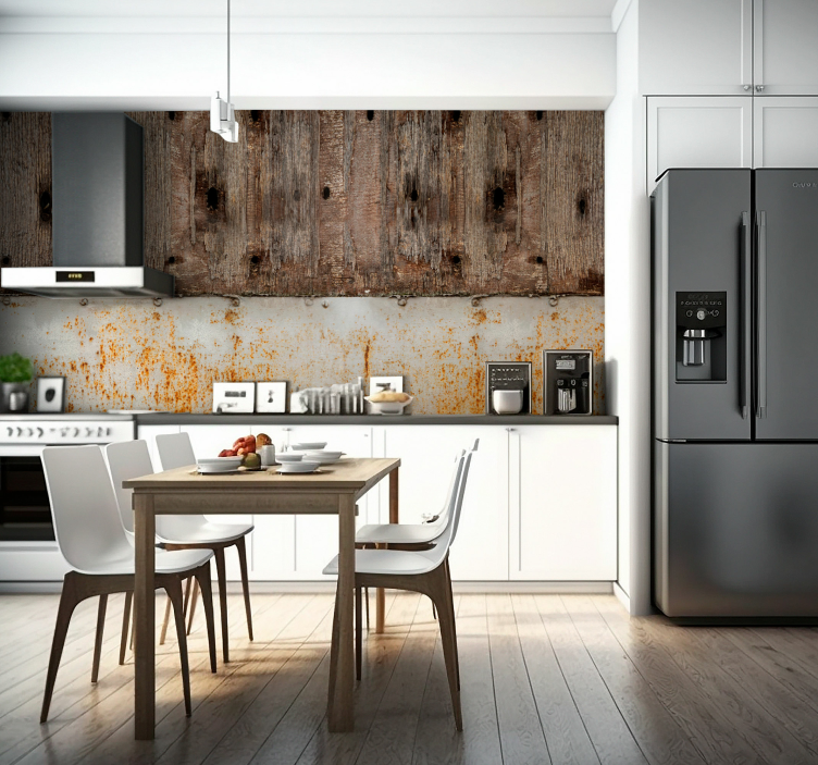 Metal and Wood Chipping wall mural - TenStickers