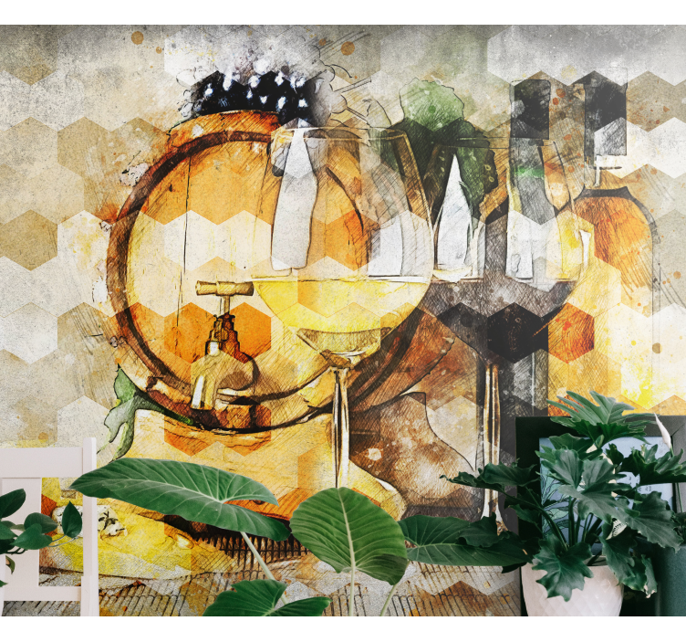 Music wall mural wine barrel artwork - TenStickers