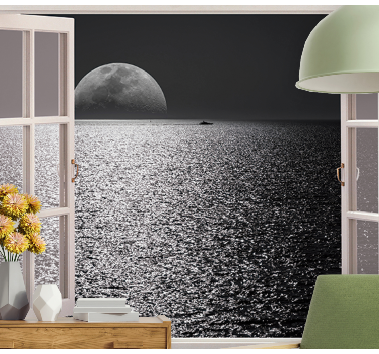 Ocean Moon Reflection wall mural nature - TenStickers