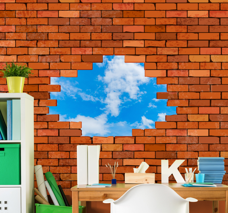 Open Sky View brick mural wallpaper - TenStickers