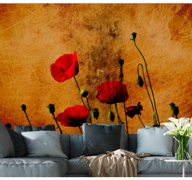 Poppy wall mural vivid red poppies - TenStickers