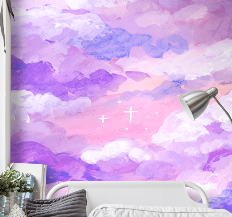 Purple clouds from below Bathroom Murals - TenStickers