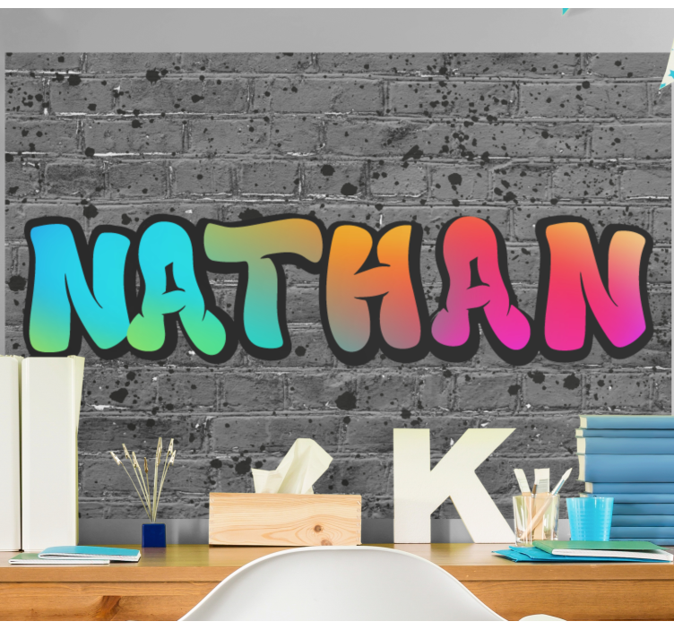 Quote wall mural vibrant name art - TenStickers