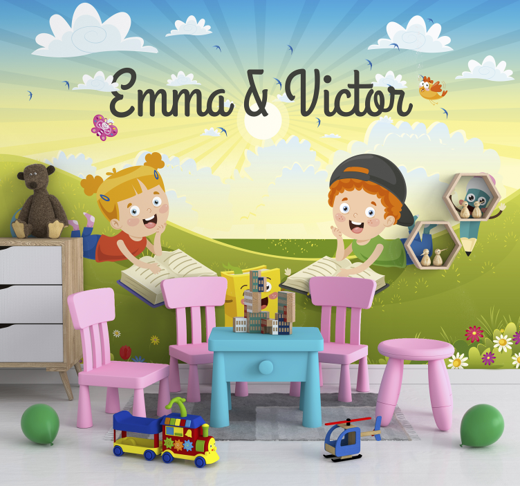 Personalised reading kids Kids Murals - TenStickers