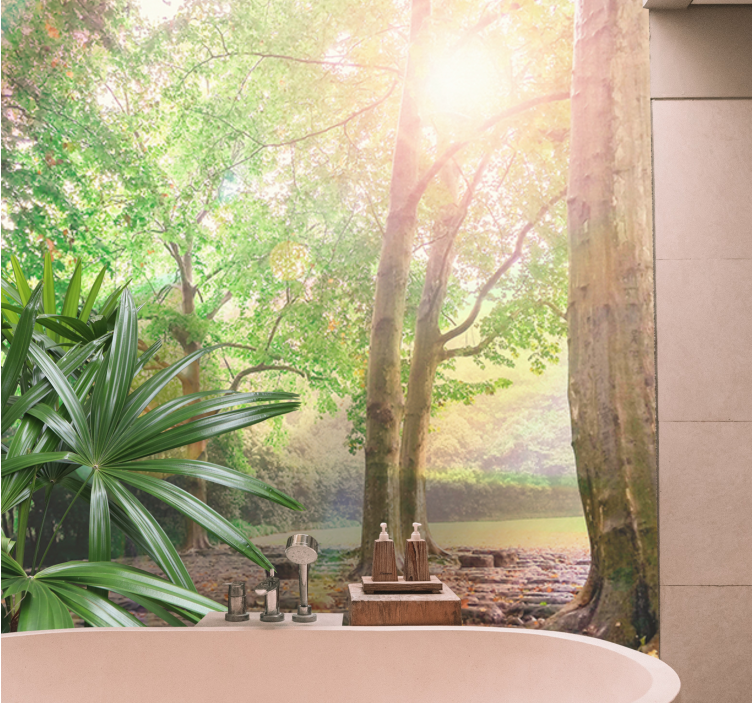 Summer green trees and sun tree mural - TenStickers