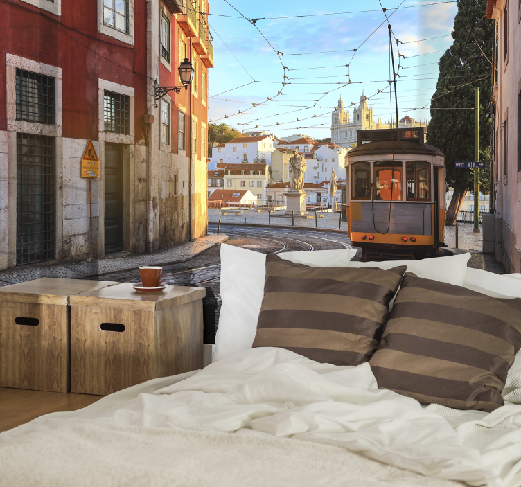 Tram Street Scene city wall mural - TenStickers