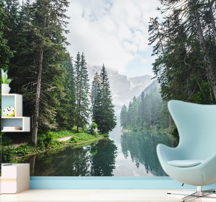 Tranquil forest echo landscape wall mural - TenStickers