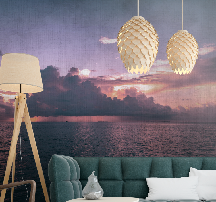Tranquil ocean dusk landscape wall mural - TenStickers