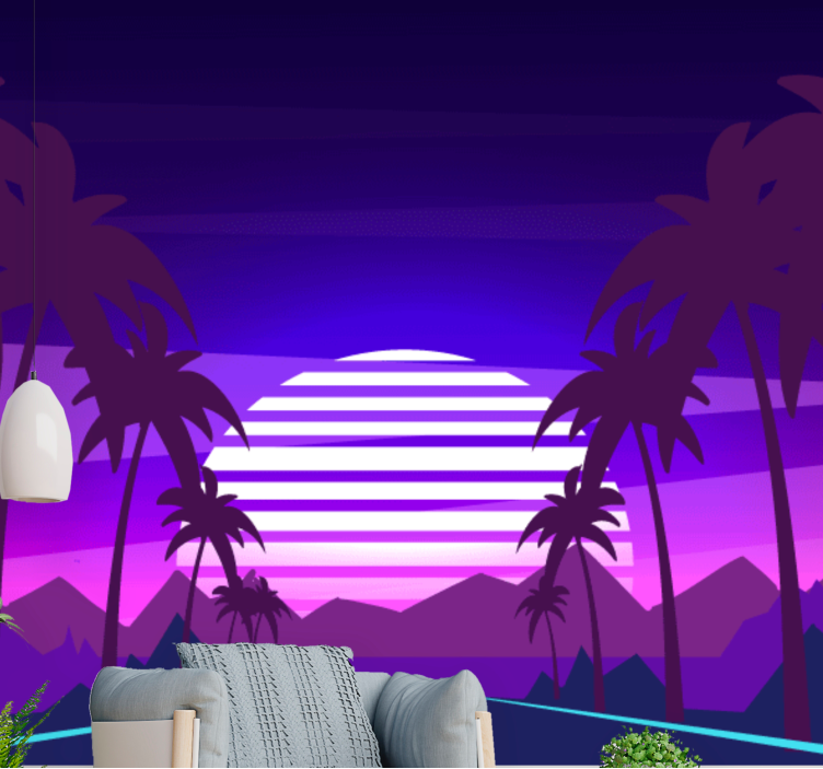 Tropical sunset escape landscape wall mural - TenStickers