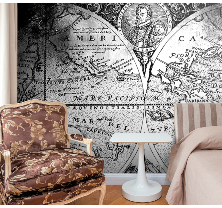 Vintage Nautical Map world map wallpaper - TenStickers