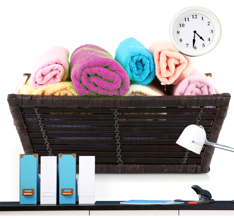 Wall mural bathroom colorful rolled towels - TenStickers