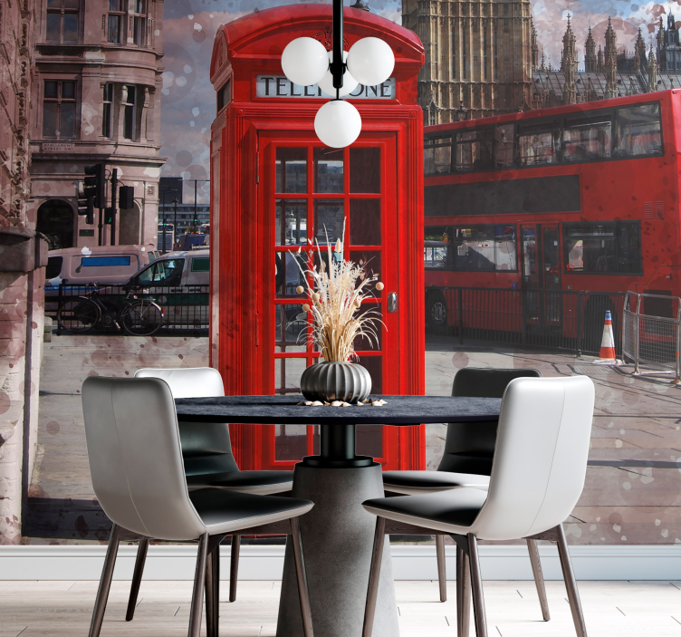 Wall mural london iconic red telephone design - TenStickers