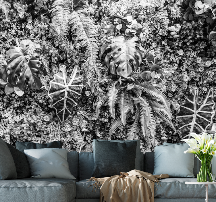 Wall mural nature textured greenery layers - TenStickers