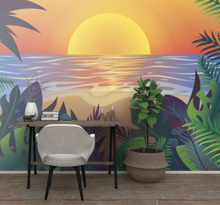 Wall mural nature tropical dusk landscape - TenStickers