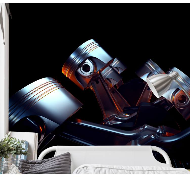 Wall mural vehicle engine component detail - TenStickers