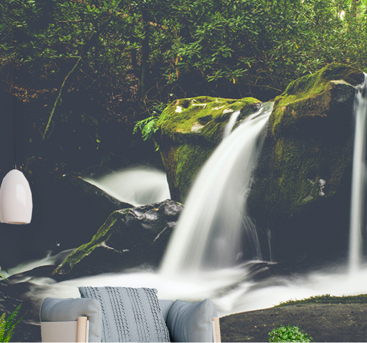 Wall mural waterfall cascading waterfall scene - TenStickers