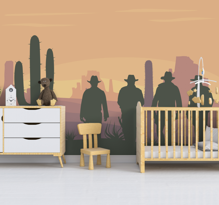 Western Sunset Silhouette nursery wall mural - TenStickers