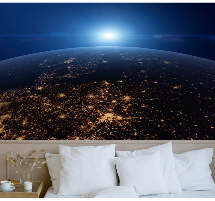 World map wallpaper earth's night view - TenStickers