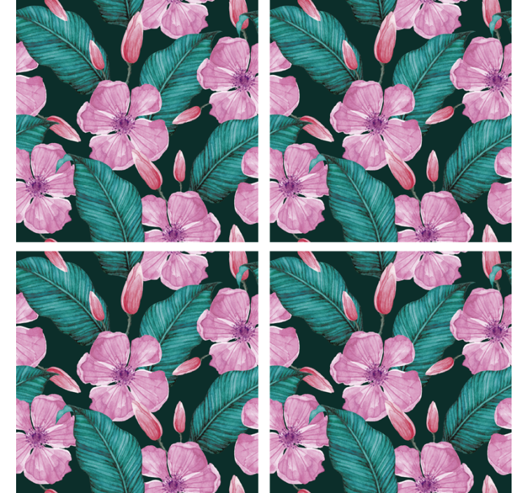 Texture coasters with floral and leaf design - TenStickers