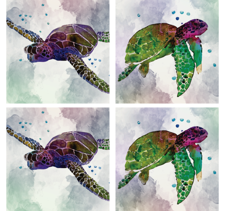 Vintage coasters featuring colorful sea turtles - TenStickers