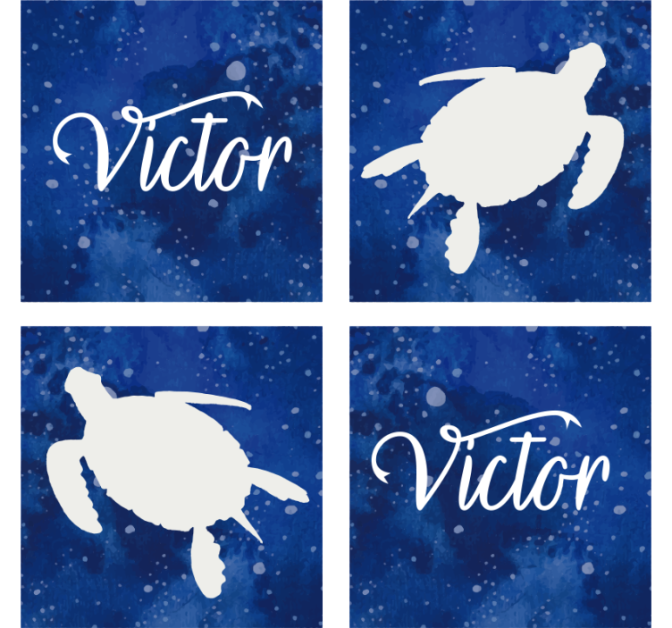 Personalised coasters blue turtle silhouette - TenStickers