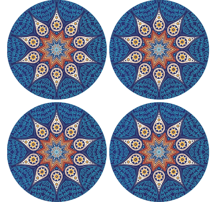 Texture coasters intricate blue mandala design - TenStickers